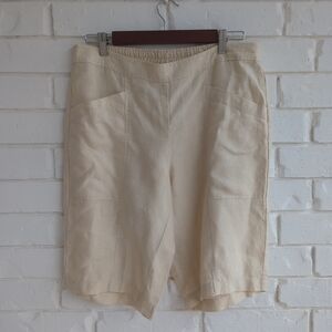 Eileen Fisher Natural City Organic linen Elastic Oatmeal Waist Shorts